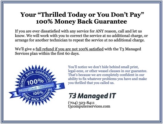 T3 Managed IT 100% Moneyback Guarantee